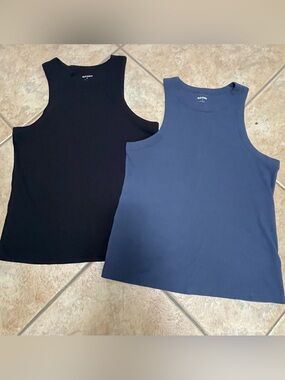 Old Navy Women’s High Neck Ribbed Tank Tops - Black & Navy Blue
